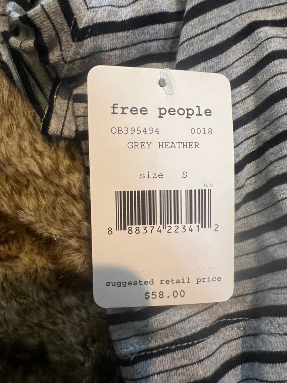 Free People Gray and Black Striped Off-Shoulder Crop Top - Picture 5 of 5